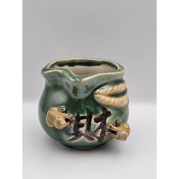 Other - Ceramic Frog Money Bag Planter‎ Pot Green Chinese Symbols cute shelf sitter gift